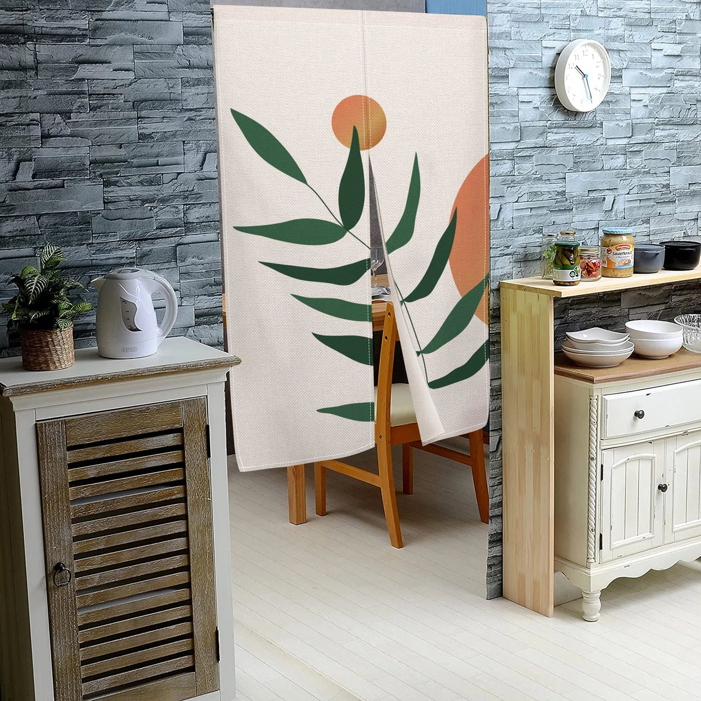 Nordic Simple Door Curtain Geometric Line Design Separation Partition Kitchen Bedroom Half Opening Curtains for Doors