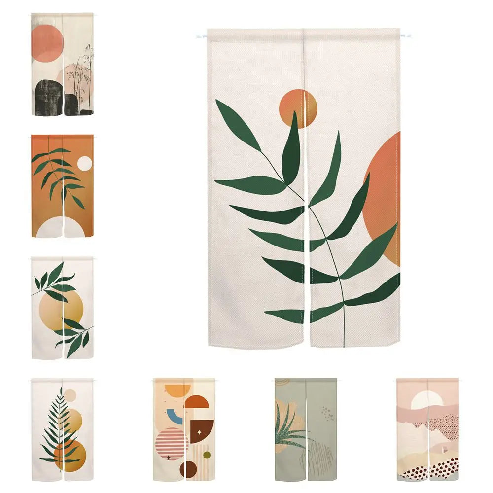 Nordic Simple Door Curtain Geometric Line Design Separation Partition Kitchen Bedroom Half Opening Curtains for Doors