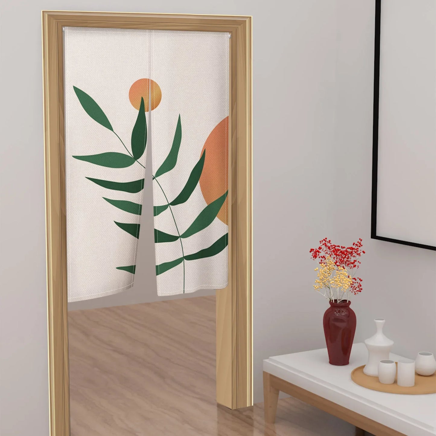 Nordic Simple Door Curtain Geometric Line Design Separation Partition Kitchen Bedroom Half Opening Curtains for Doors